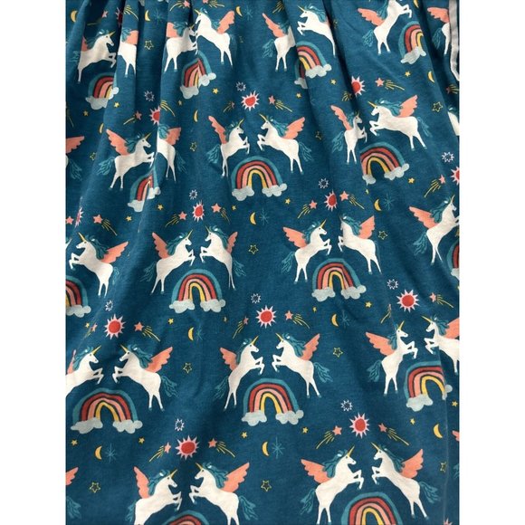 HANNA ANDERSSON 140 Cotton Long sleeve DRESS Unicorn Teal Sz 10 - Picture 2 of 5